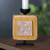 Wood candleholder, 'Yellow Guide' - Handmade Distressed Yellow Beechwood and Iron Candleholder