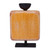 Wood candleholder, 'Yellow Guide' - Handmade Distressed Yellow Beechwood and Iron Candleholder