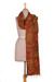 Kantha embroidered reversible silk scarf, 'Sunset Facets' - Folk Art Embroidered Reversible Silk Scarf in Warm Hues