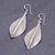 Sterling silver dangle earrings, 'Tulsi Leaf' - Sterling Silver Dangle Earrings Leaves (image 2b) thumbail