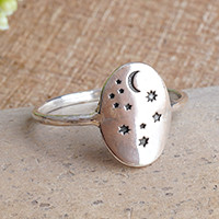 Sterling silver cocktail ring, 'The Constellation' - Balinese-Made Night-Themed Sterling Silver Cocktail Ring