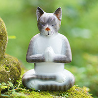 Grey Cat in Deep Meditation
