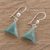Jade dangle earrings, 'Green Triangle of Life' - Green Triangular Jade Dangle Earrings from Guatemala
