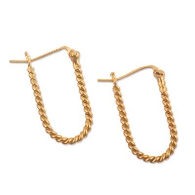 Gold-plated hoop earrings, 'Beaming' - 18k Gold-Plated Hoop Earrings in a High Polish Finish