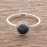 Jade solitaire ring, 'Ancient Circle'