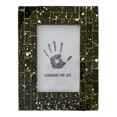 Glass mosaic photo frame, 'Forest Moss' (4x6) - Artisan Crafted Moss Green Glass Mosaic 4 x 6 Picture Frame