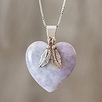 Jade pendant necklace, 'Lilac Heart' - Natural Lavender Jade and Sterling Silver Heart Necklace