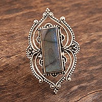 Labradorite cocktail ring, 'Forever Majestic' - Labradorite and Sterling Silver Cocktail Ring