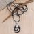 Horn and garnet pendant necklace, 'Midnight Halloween' - Spiral Horn Garnet and Sterling Silver Pendant Necklace (image 2c) thumbail