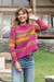 Alpaca blend relaxed sweater, 'Color Story' - Ribbed Knit Alpaca Blend Pullover Sweater in Fuchsia Shade (image 2) thumbail