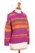 Alpaca blend relaxed sweater, 'Color Story' - Ribbed Knit Alpaca Blend Pullover Sweater in Fuchsia Shade (image 2c) thumbail