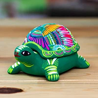 Ceramic decorative box, 'Protective Turtle' - Painted Ceramic Turtle Decorative Box from Mexico