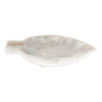 Marble catchall, 'Handy Leaf in Ivory' - Leaf-Shaped Marble Catchall in Eggshell from Mexico