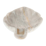 Marble catchall, 'Handy Leaf in Ivory' - Leaf-Shaped Marble Catchall in Eggshell from Mexico
