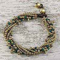 Serpentine beaded torsade bracelet, 'Happy Trip' - Serpentine Beaded Torsade Bracelet from Thailand