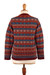 100% alpaca cardigan sweater, 'Andean Mosaic' - Mosaic-Patterned Red 100% Alpaca Cardigan Sweater from Peru (image 2d) thumbail