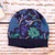 100% baby alpaca hat, 'Andean Blooms' - 100% Baby Alpaca Floral and Leaf Knit Ribbed Jacquard Hat (image 2) thumbail