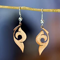 Copper dangle earrings, 'Sublime Shapes' - Modern Copper Dangle Earrings with Taxco Silver Hooks