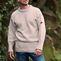 Men's wool pullover sweater, 'Class in Beige' - Men's British Nautical Style Knit Wool Pullover Sweater