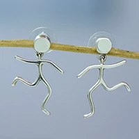 Sterling silver dangle earrings, 'Taxco Joy' - Taxco Sterling Silver Dangle Earrings from Mexico