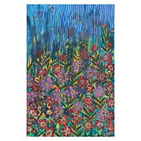 'Whispers of Spring Rain' - Modern Garden in the Rain-Themed Acrylic on Paper Painting