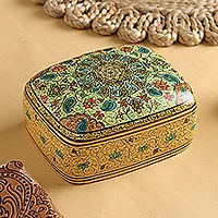 Decorative wood box, 'Persian Garland' - Hand Crafted Wood Box from Indian Artisan