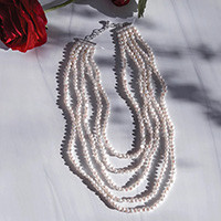 Cultured pearl multi-strand necklace, 'Cascading Flair' - Statement Necklace with Five Strands of Cultured Pearls