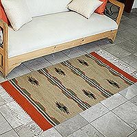 Zapotec wool rug, 'Green Visions' (2.5x5) - Authentic Hand Loomed Zapotec Rug from Oaxaca (2.5x5)