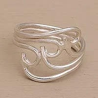 Sterling silver cocktail ring, 'Washed Ashore' - Artisan Crafted Wave-Like Sterling Silver Cocktail Ring