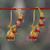 Gold-plated garnet chandelier earrings, 'Golden Jhumka' - Gold-Plated Chandelier Earrings with Garnet Gemstones (image 2) thumbail