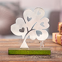 Aluminum sculpture, 'Tree of Hearts I' - World Peace-themed Metal Art Aluminum Sculpture of Hope