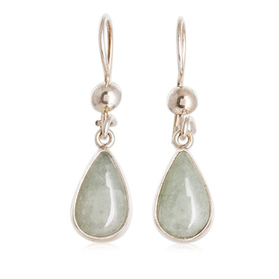 Jade dangle earrings, 'Apple Green Tears' - Drop-Shaped Jade Dangle Earrings in Apple Green