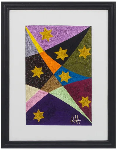 Silk wall art, 'Stars of Life' - Star-Themed Handmade Silk Wall Art from Ghana