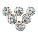 Embellished wood knobs, 'Floral Rainbow' - Glitzy Iridescent Beaded Drawer Pulls (Set of 6)