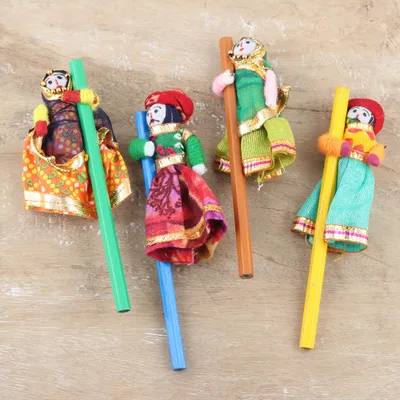 Embellished pencils, 'Colorful Rajasthan' (set of 4) - Artisan Crafted Indian-Themed Pencils (Set of 4)