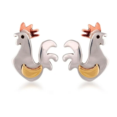 Sterling silver stud earrings, 'Sweet Rooster' - Sterling Silver Rooster Bird Stud Earrings