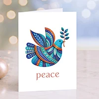 UNICEF holiday cards, 'The Dove of Peace' (set of 12) - Colorful Peace Dove Set of 12 Unicef Holiday Greeting Cards
