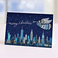 UNICEF holiday cards, 'The City that Never Sleeps' (set of 12) - Christmas Skyline Set of 12 Unicef Holiday Greeting Cards