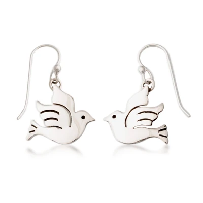 Sterling silver dangle earrings, 'Graceful Doves' - Handmade Silver Dove Dangle Earrings from Taxco Mexico