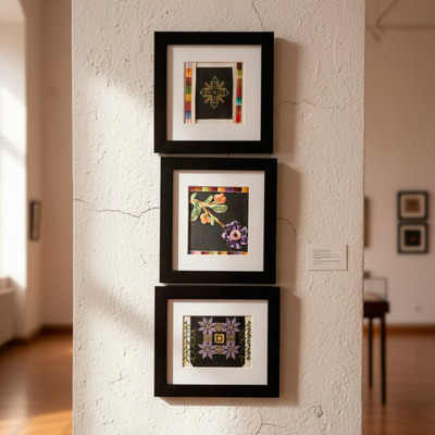 Embroidered cotton wall art, 'Path of Steadfastness' - Artisan-Made Cross-Themed Embroidered 100% Cotton Wall Art