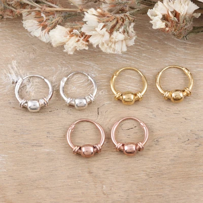 Sterling silver and gold-plated hoop earrings, 'Glamour Seasons' (set of 3) - Set of 3 14k Gold-Plated and Sterling Silver Hoop Earrings