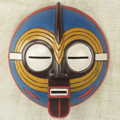 Sese wood mask, 'Baluba Dance Spirit II' - African Dance Spirit Wall Mask Artisan Crafted Wood Art