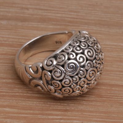 Sterling silver dome ring, 'Cloud Bubble' - Sterling silver dome ring