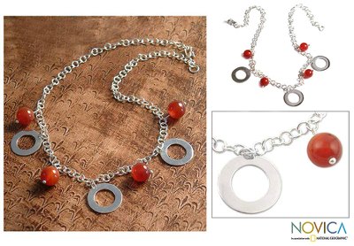 Carnelian pendant necklace, 'Eloquent' - Carnelian pendant necklace