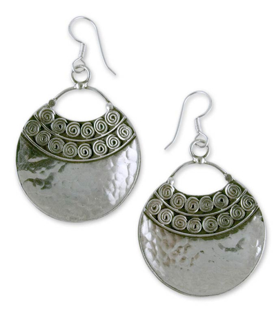 Artisan Crafted Jewelry Sterling Silver Earrings - Dancing Moons | NOVICA