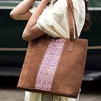 Leather Handbag Unique Handbags At Novica Leather Tote Handbag Comalapa Art Fair Trade And Embroidered Cotton