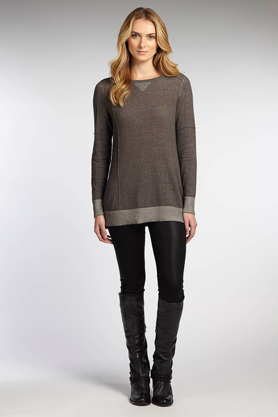 Women's Grey 100% Organic Cotton Tunic Sweater Top - Graphite Cloud ...