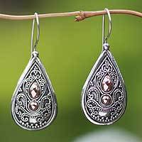 Sterling Silver And 18k Gold Plated Earrings Bali Antique Novica