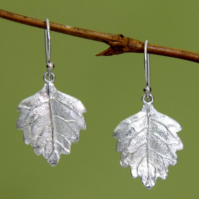 Fair Trade Sterling Silver Leaf Earrings Glistening Leaves Novica Sterling Silver Dangle Earrings Glistening Leaves Fair Trade Leaf
