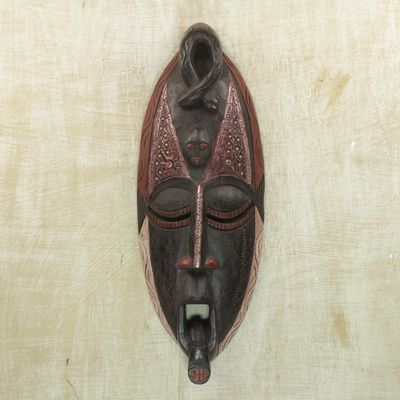 African wood mask - Owo Snake | NOVICA